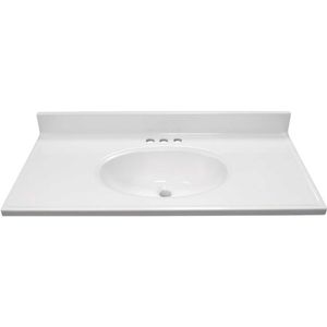 Solid White Cultured Marble Vanity Top