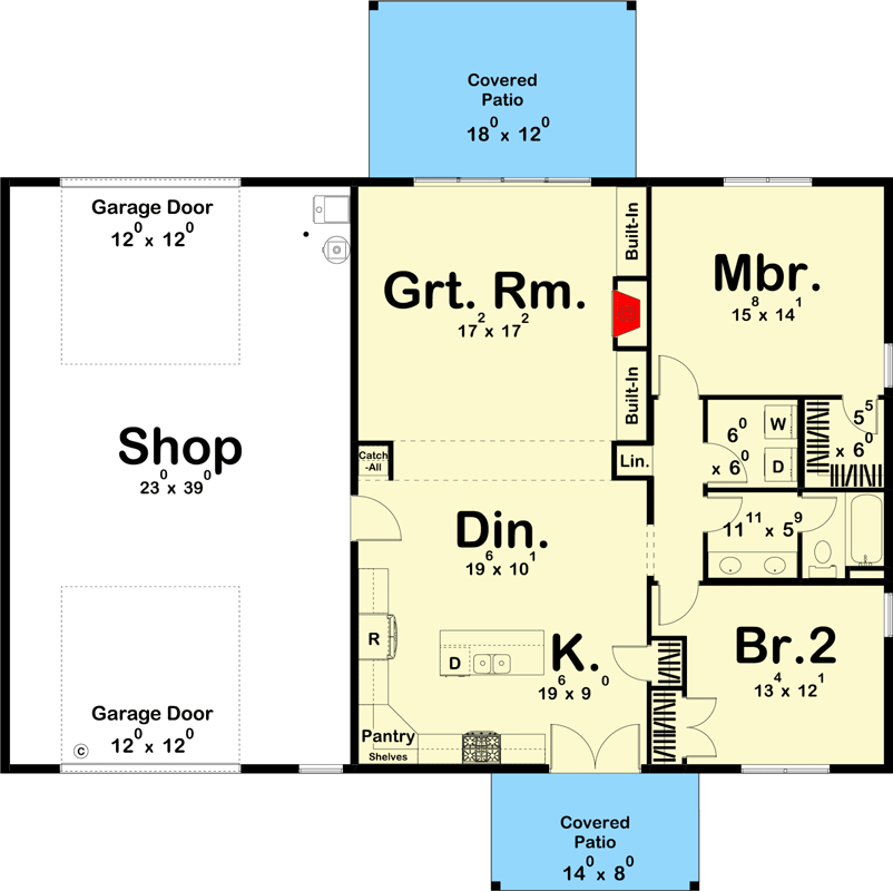 The charming cottage barndo floor plan highlights the dimensions and layout of the interior.