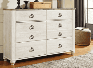 Whitewash Willowton Six Drawer Dresser